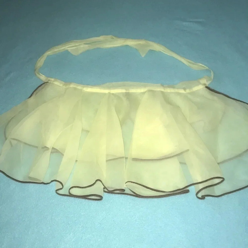 Apron 1970’s Vintage yellow and brown semi sheer ruffles one size fits all - Picture 3 of 7